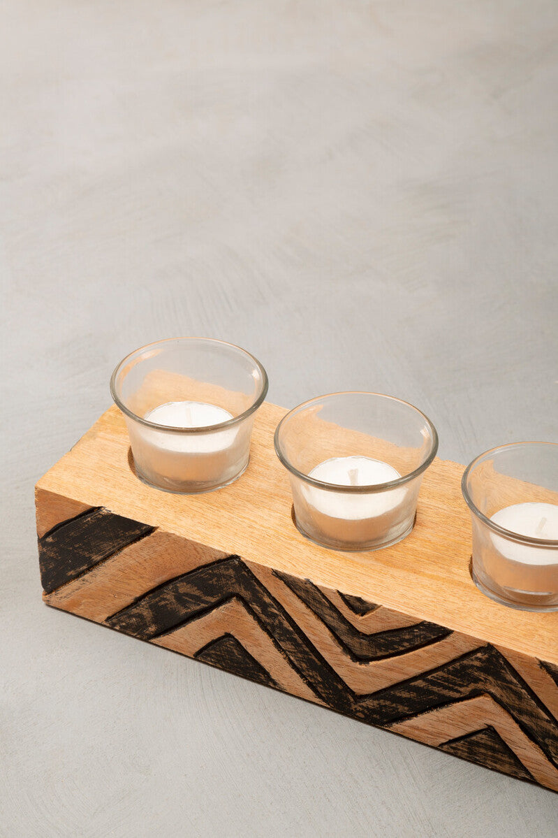Tribal Wooden Tealight Holder