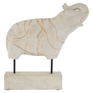 Whitewash Mango Wood Elephant Sculpture