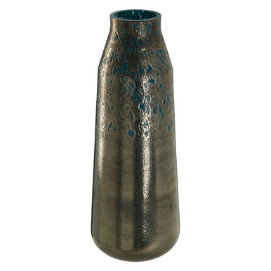 Blue Speckled Glass Large Vase