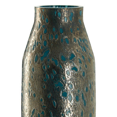 Blue Speckled Glass Large Vase