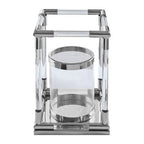 Small Candle Holder in Silver Finish and Acrylic