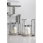 Small Candle Holder in Silver Finish and Acrylic