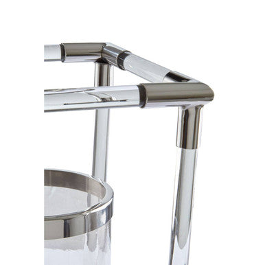Small Candle Holder in Silver Finish and Acrylic