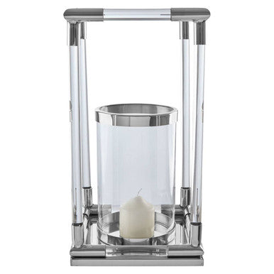Large Candle Holder in Silver Finish and Acrylic