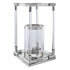 Large Candle Holder in Silver Finish and Acrylic