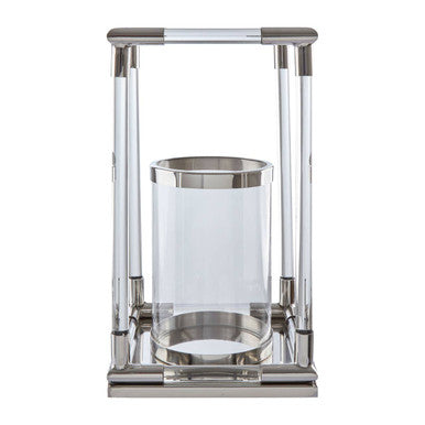 Large Candle Holder in Silver Finish and Acrylic