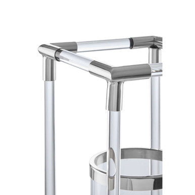 Large Candle Holder in Silver Finish and Acrylic