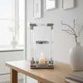 Large Candle Holder in Silver Finish and Acrylic