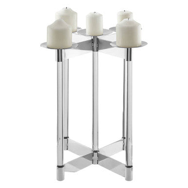 Silver Stainless Steel 5 Sconce Candelabra