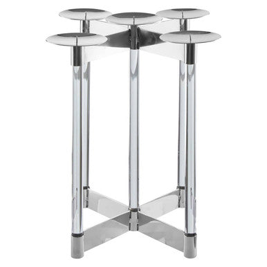 Silver Stainless Steel 5 Sconce Candelabra