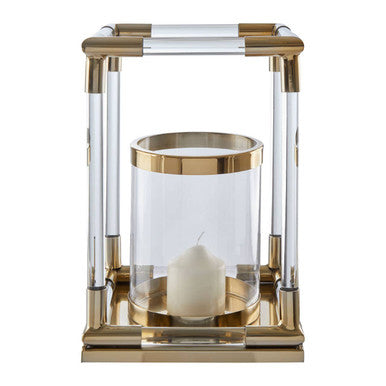 Small Candle Holder in Gold Finish and Acrylic