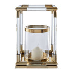 Small Candle Holder in Gold Finish and Acrylic