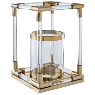 Small Candle Holder in Gold Finish and Acrylic