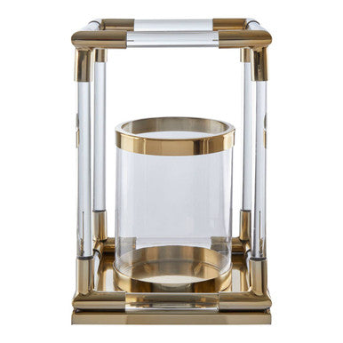 Small Candle Holder in Gold Finish and Acrylic