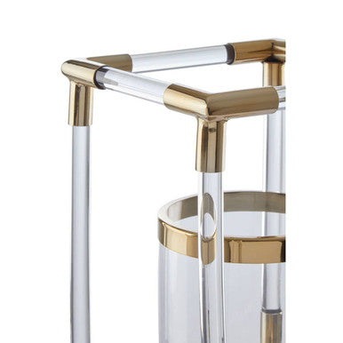 Small Candle Holder in Gold Finish and Acrylic