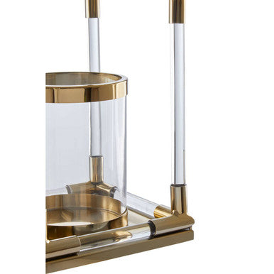 Small Candle Holder in Gold Finish and Acrylic