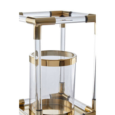 Small Candle Holder in Gold Finish and Acrylic