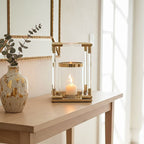 Small Candle Holder in Gold Finish and Acrylic
