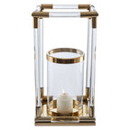 Large Candle Holder in Gold Finish and Acrylic
