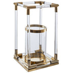 Large Candle Holder in Gold Finish and Acrylic