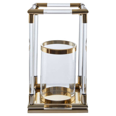 Large Candle Holder in Gold Finish and Acrylic