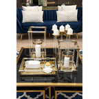 Large Candle Holder in Gold Finish and Acrylic