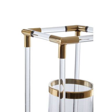 Large Candle Holder in Gold Finish and Acrylic