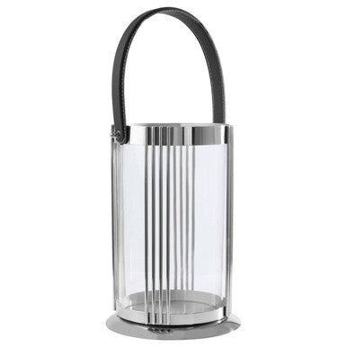 Large Silver Steel Glass Lantern