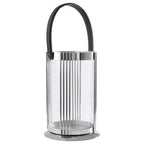 Large Silver Steel Glass Lantern