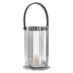 Large Silver Steel Glass Lantern