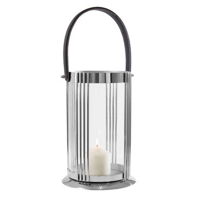 Large Silver Steel Glass Lantern