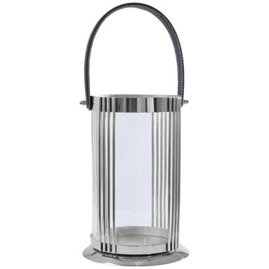 Large Silver Steel Glass Lantern