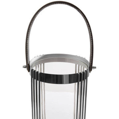 Large Silver Steel Glass Lantern