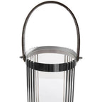 Large Silver Steel Glass Lantern