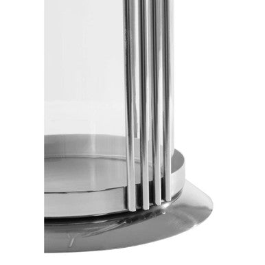 Large Silver Steel Glass Lantern