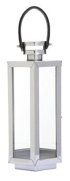 Small Silver Hexagonal Lantern with Hair on Leather Handle