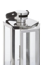 Small Silver Hexagonal Lantern with Hair on Leather Handle