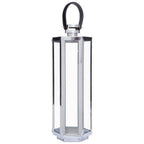 Medium Silver Hexagonal Lantern with Hair on Leather Handle