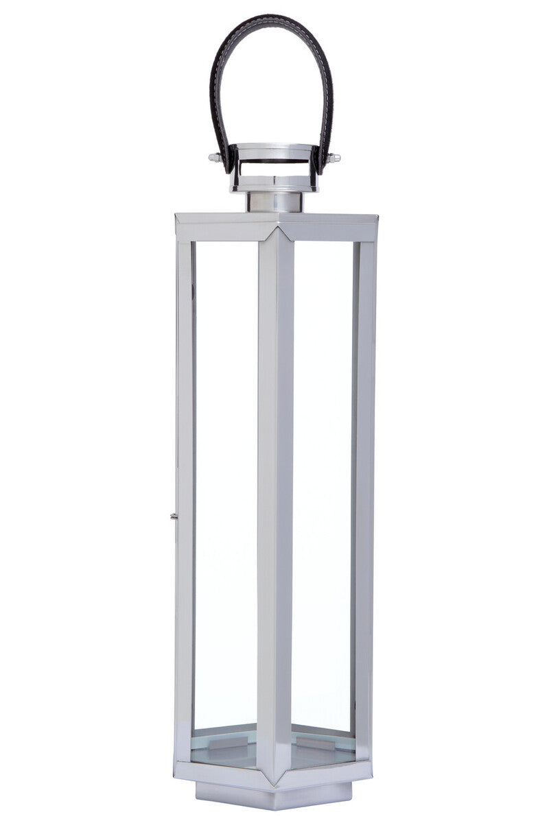 Medium Silver Hexagonal Lantern with Hair on Leather Handle