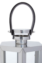 Medium Silver Hexagonal Lantern with Hair on Leather Handle