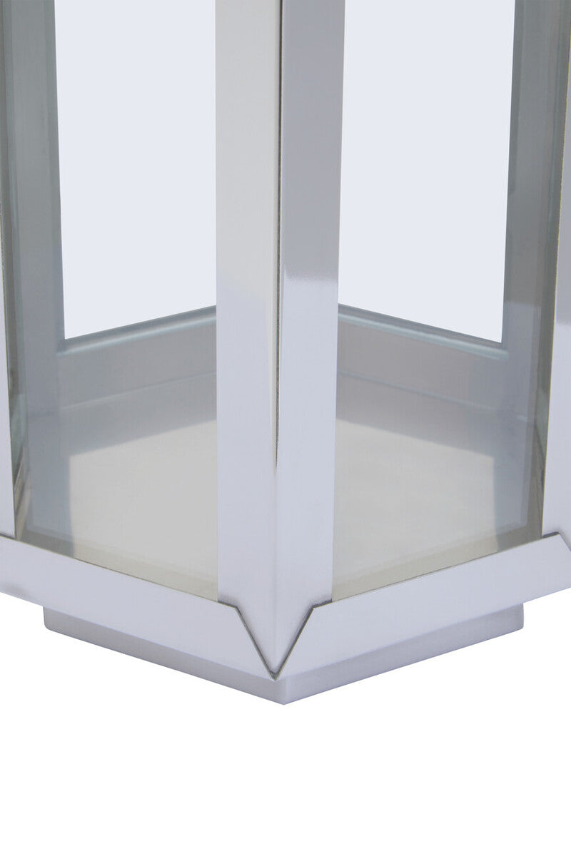 Medium Silver Hexagonal Lantern with Hair on Leather Handle