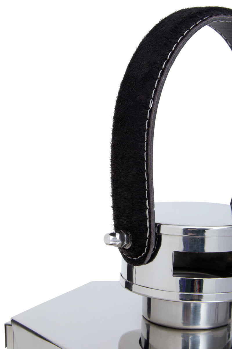 Medium Silver Hexagonal Lantern with Hair on Leather Handle