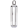 Large Silver Hexagonal Lantern with Hair on Leather Handle