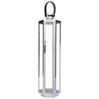 Large Silver Hexagonal Lantern with Hair on Leather Handle