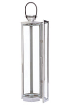 Large Silver Hexagonal Lantern with Hair on Leather Handle