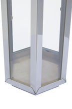 Large Silver Hexagonal Lantern with Hair on Leather Handle