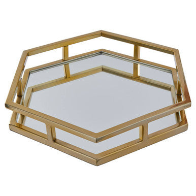 Gold Finish Hexagonal Tray