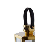Small Gold Finish Lantern with Hair on Leather Handle