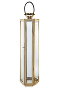 Small Gold Finish Lantern with Hair on Leather Handle