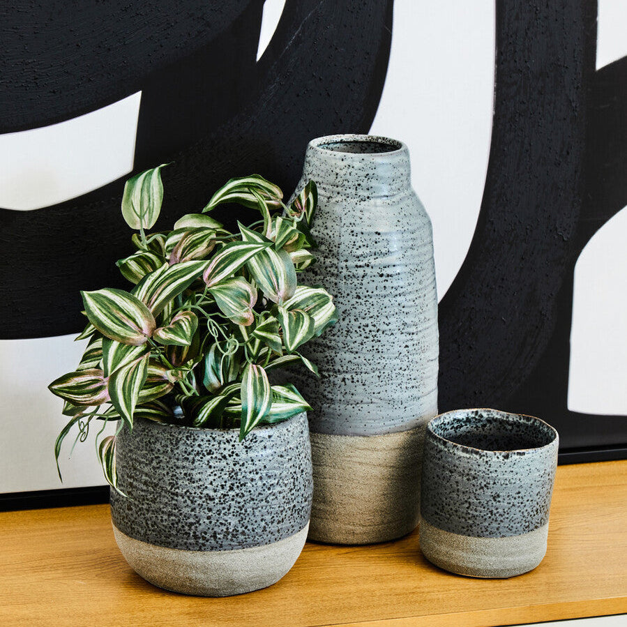 Grey Speckled Bottled Vase